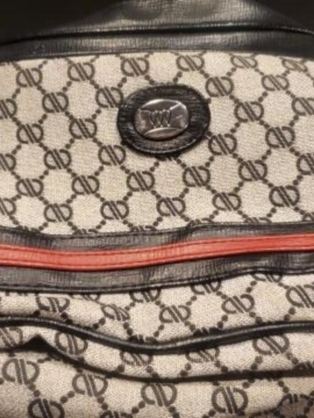 Unbranded Patterned Crossbody Utility Bag Beige Black Red Zipper